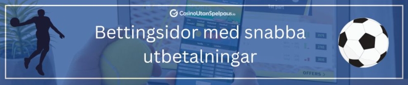 Basketspelare, en mobiltelefon och en fotboll mot en bakgrund med texten Bettingsidor med snabba utbetalningar.